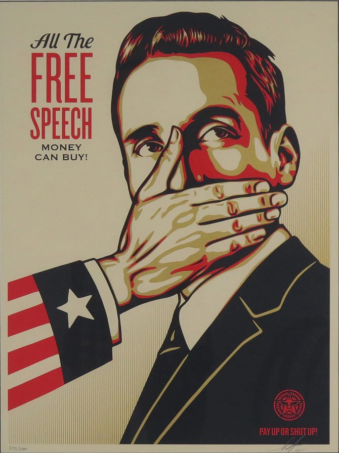 SHEPARD FAIREY All the free speech… Serigrafia sobre papel, nº 295-450