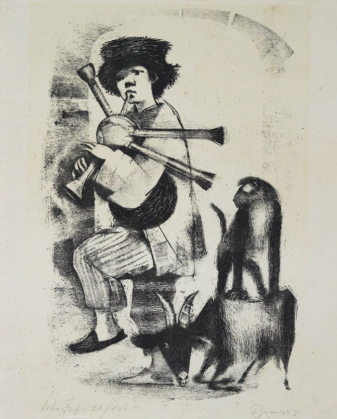 Júlio Pomar, Saltimbanco, litografia sobre papel
