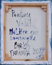 Carlos Farinha, Perfume Volátil-Mulher com sombrinha. Acrílico sobre tela.