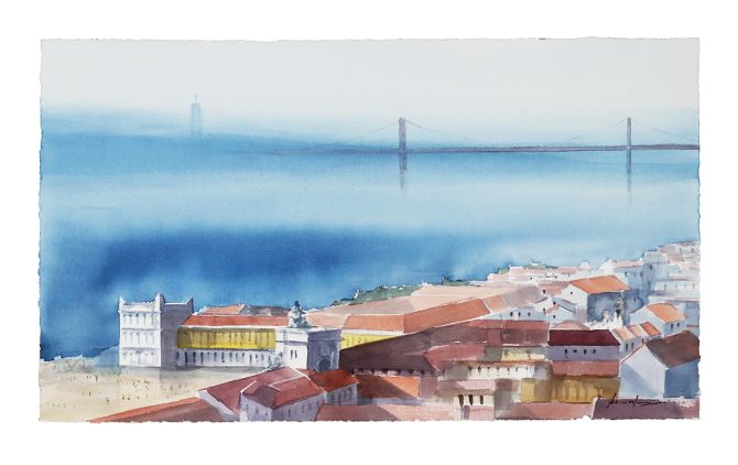 António Neves, Lisboa, Aguarela sobre papel artesanal