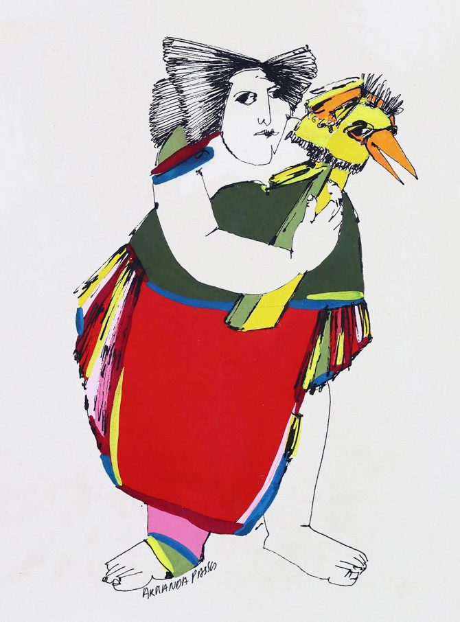 Armanda Passos, sem título, guache sobre papel, dimensão: 20 x 14,5 cm