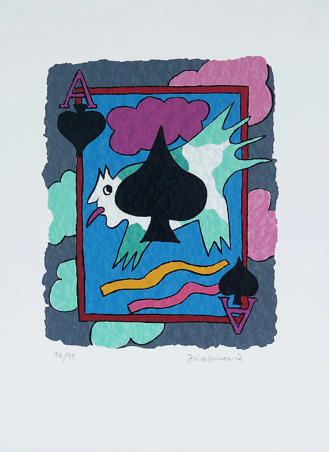JOSÉ DE GUIMARÃES Ás de Espadas Serigrafia sobre papel nº 98/99