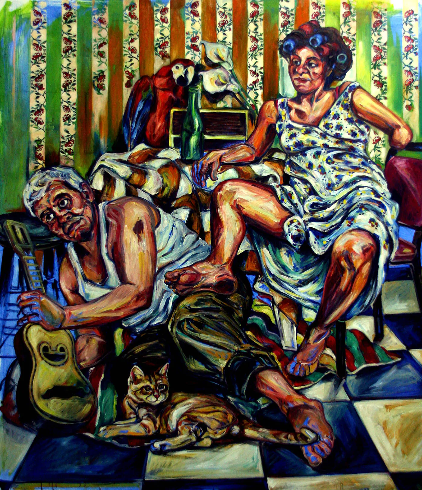 Óleo sobre tela, ELIZABETH LEITE O Encontro, O Regresso, O Lar, ano 2009