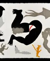 José de Guimarães - Ecoutant une femme chanter dans la nuit da série Hong Kong, relevo acrílico sobre papel