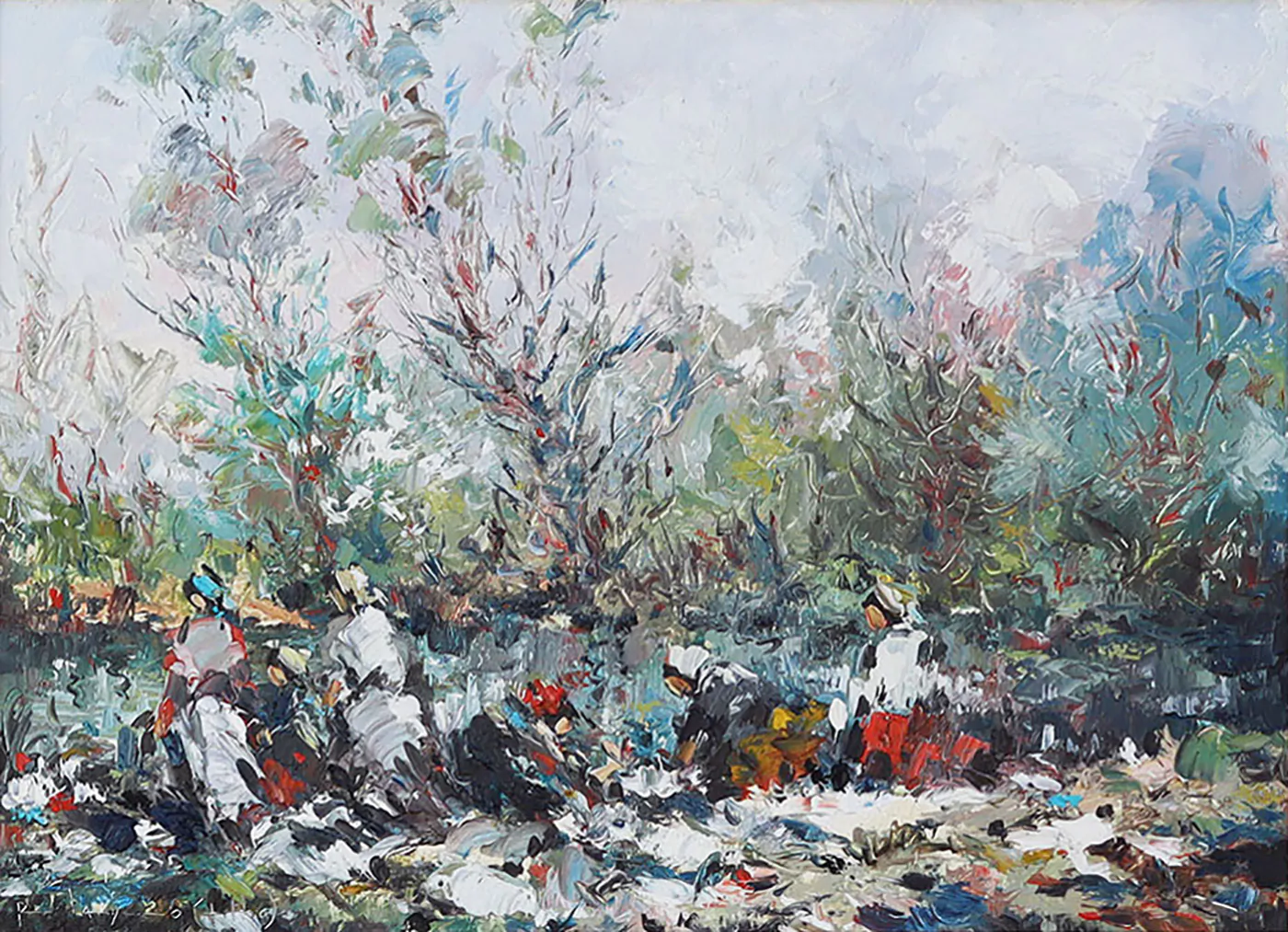 Pedro Olayo-filho, Lavadeiras, óleo sobre platex