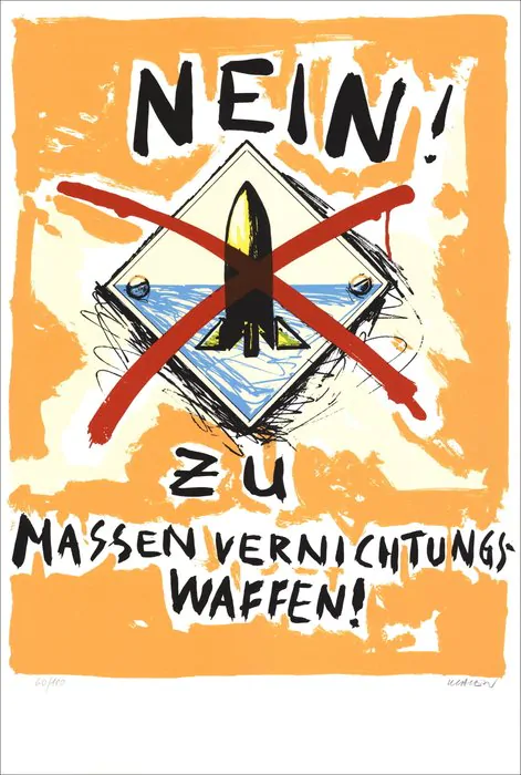 Peter Klasen. Nein ! Stop au nucléaire - Circa 1988. Serigrafia edição de 100. 56x38