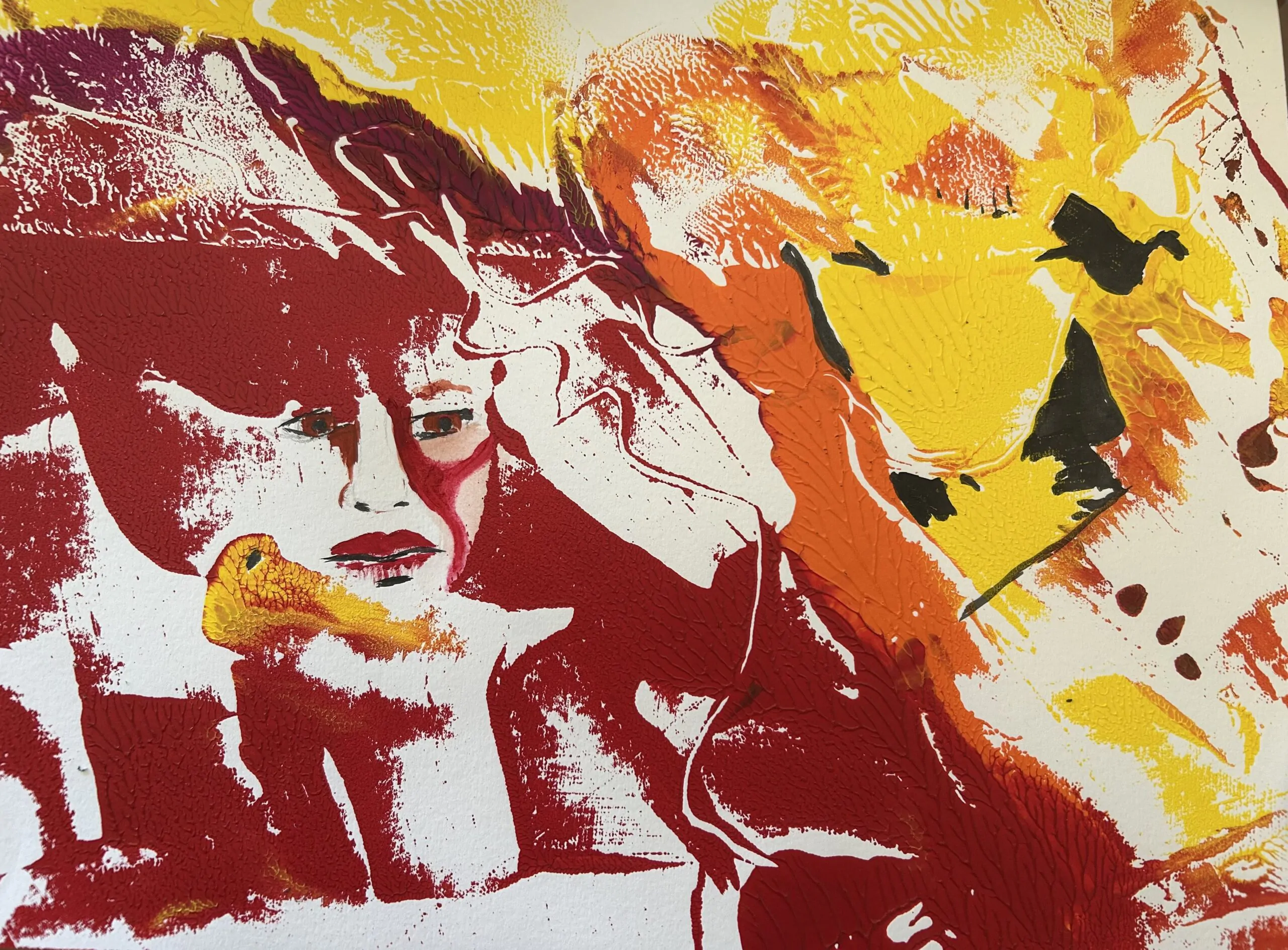 Olinda Mota. Sem título. Técnica mista sobre papel. A3. Emoldurada