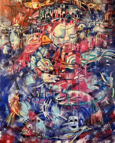 Olinda Mota. Harmonia do caos. Acrílico e pastel a óleo sobre tela