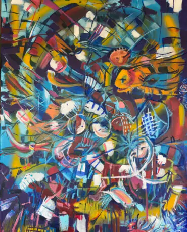 Olinda Mota. A cor da utopia. Acrílico e pastel a óleo sobre tela. 110x70cm