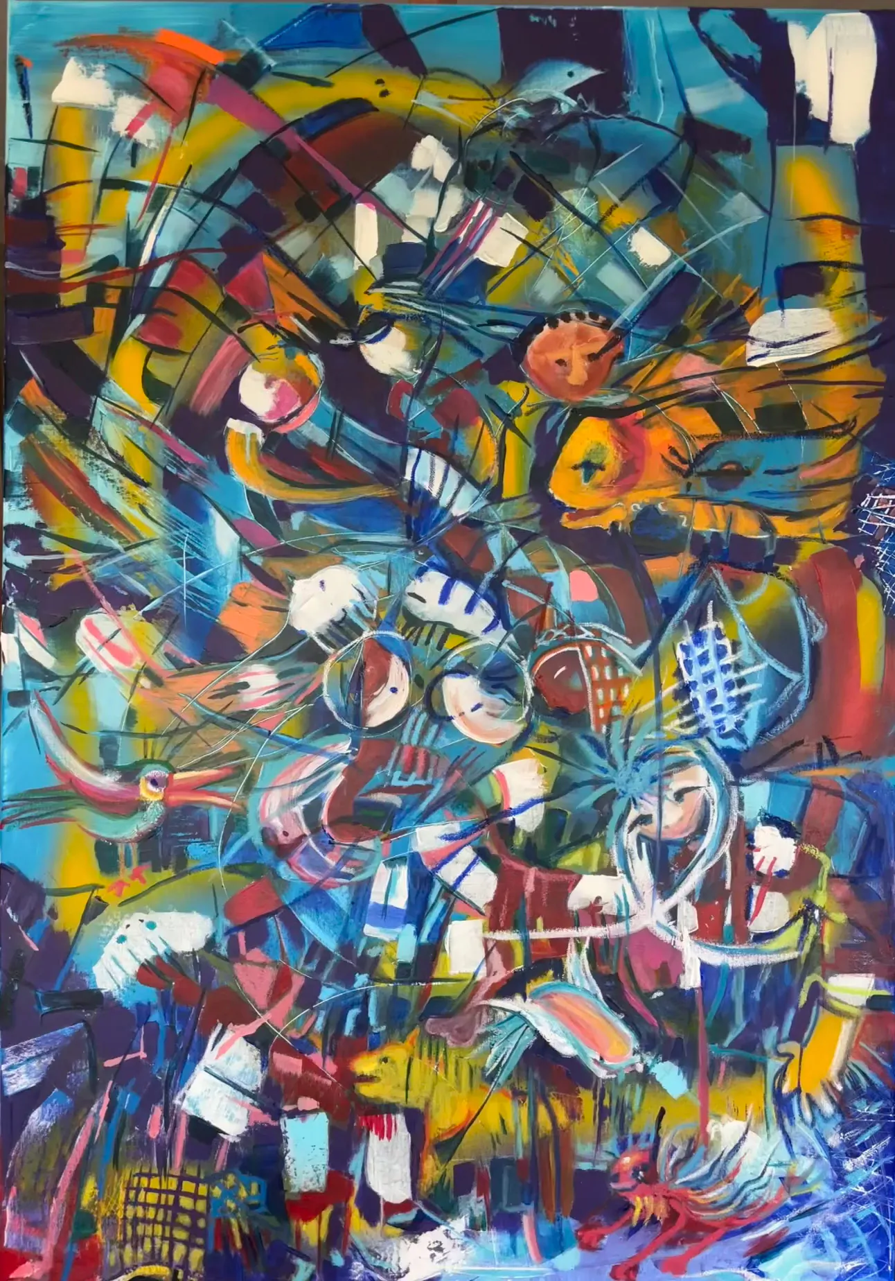 Olinda Mota. A cor da utopia. Acrílico e pastel a óleo sobre tela. 110x70cm