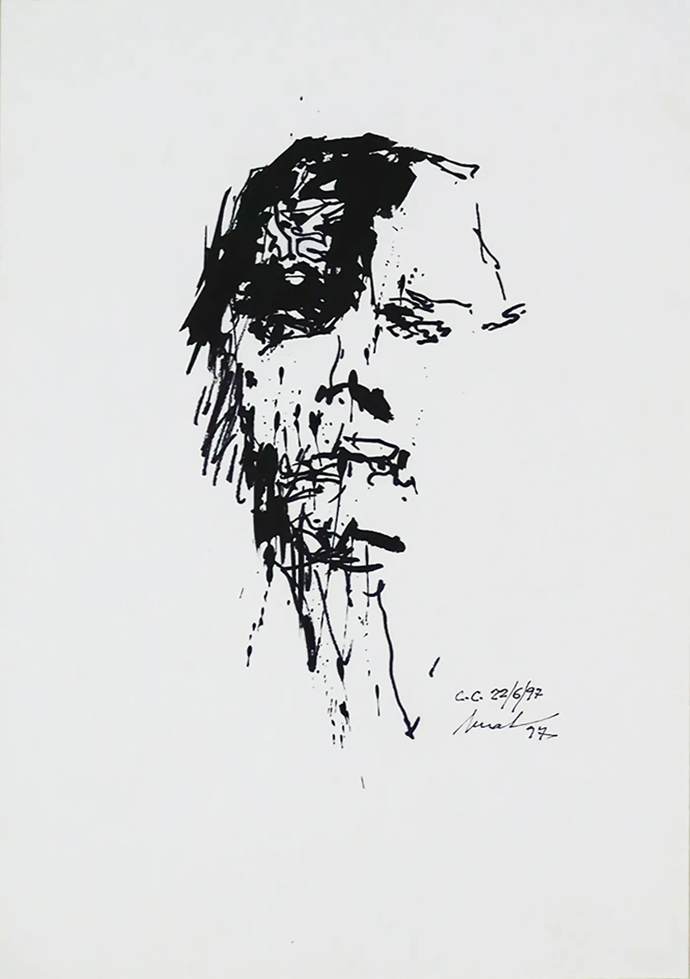 Artur Bual Tinta da china sobre papel Dim.: 33x20cm Dim. moldura: 68x54cm