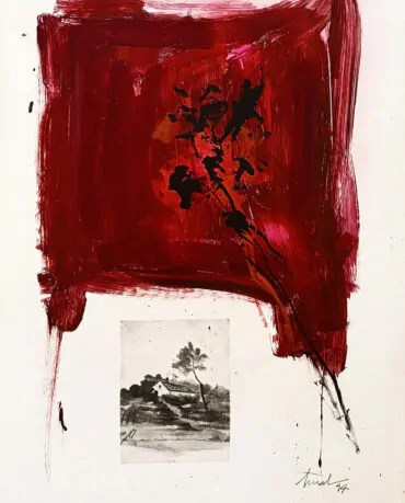 Artur Bual Técnica mista sobre cartão colado em tela Dim.: 73x50cm Dim. mold.: 80x57cm