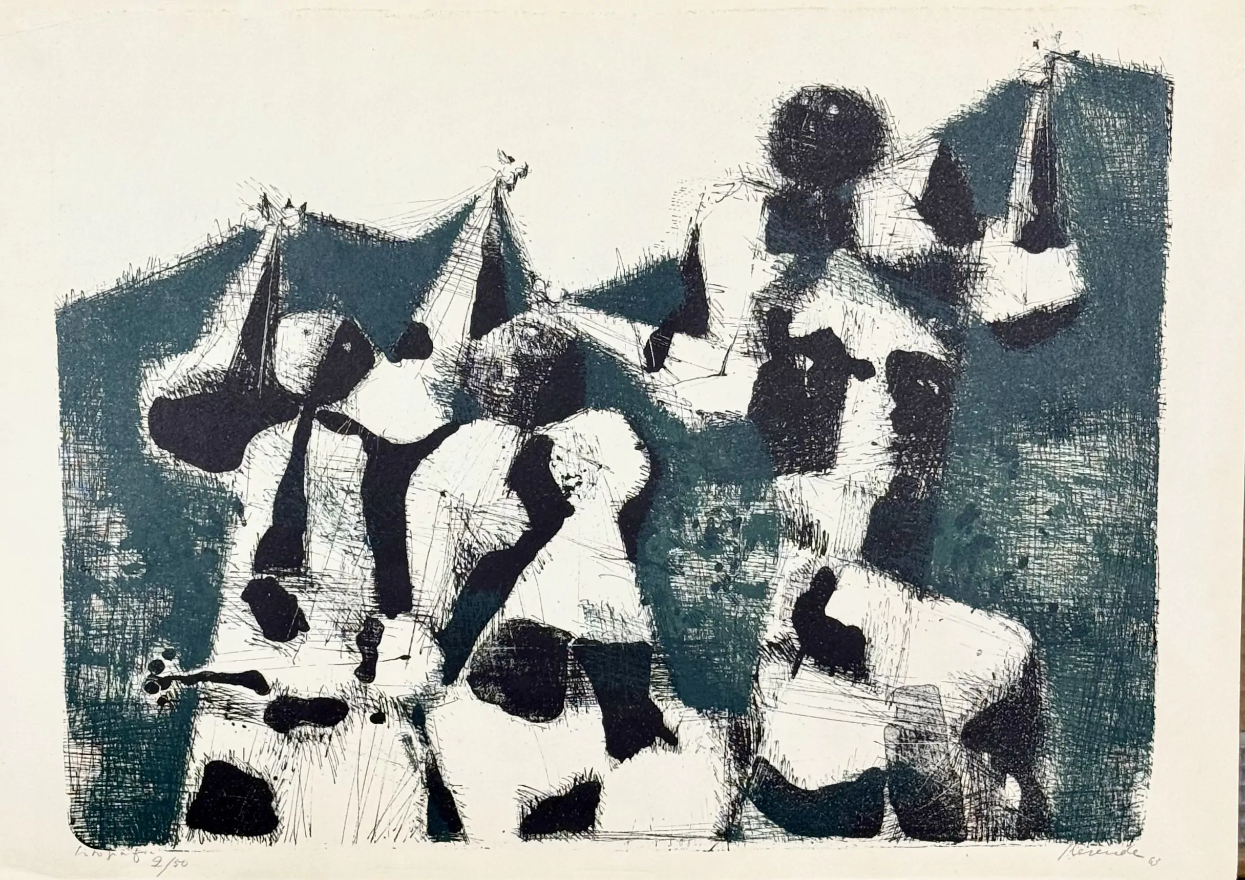 Júlio Resende. Litografia. Dimensão: 31x43cm Dimensão total: 35x50cm