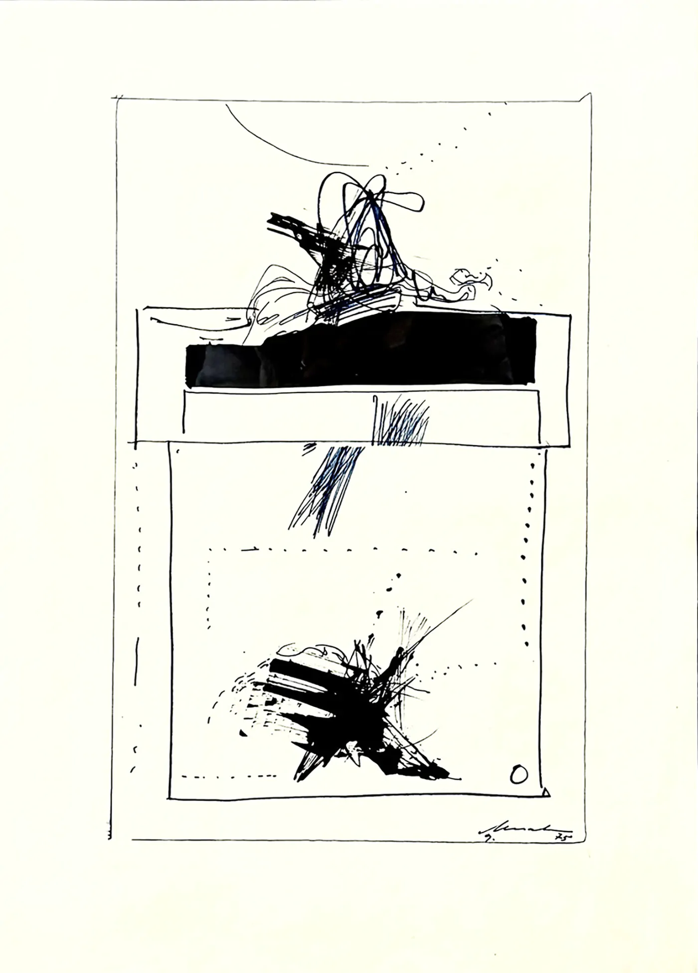 Artur Bual Tinta da china sobre papel Dim.: 61x43cm Dim. moldura: 76x58cm