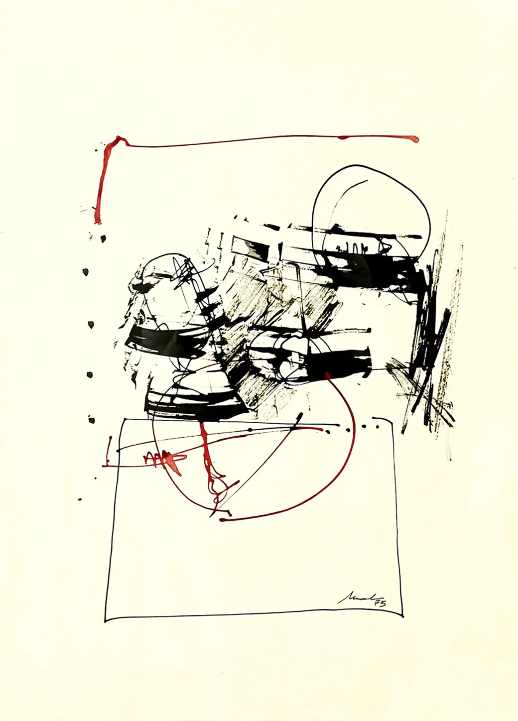 Artur Bual Tinta da china sobre papel Dim.: 61x43cm Dim. moldura: 76x58cm