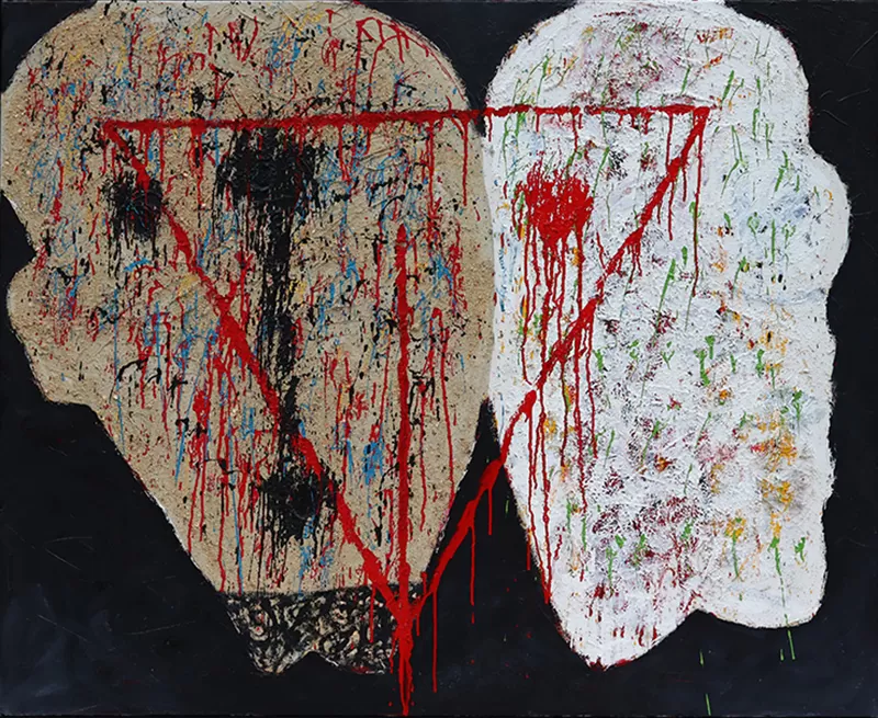 José de Guimarães-Trois Masques-Técnica mista s tela