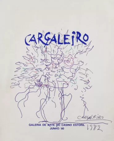Manuel Cargaleiro, s título-desenho a canetas sobre catálogo da Galeria do Casino Estoril, 30x23 cm, 1982