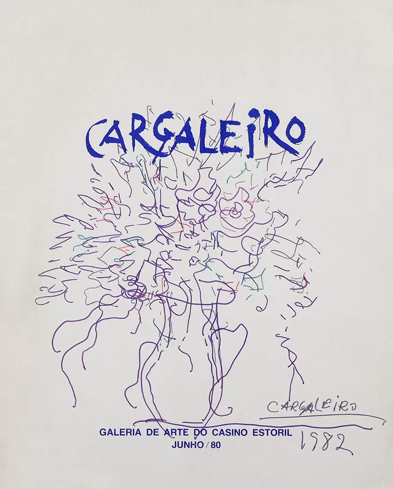 Manuel Cargaleiro, s título-desenho a canetas sobre catálogo da Galeria do Casino Estoril, 30x23 cm, 1982