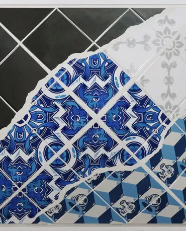 Finial - 08 Ceramic ( layered ), Wooden frame Dimensão: 68,3 x 68,3 cm 2025