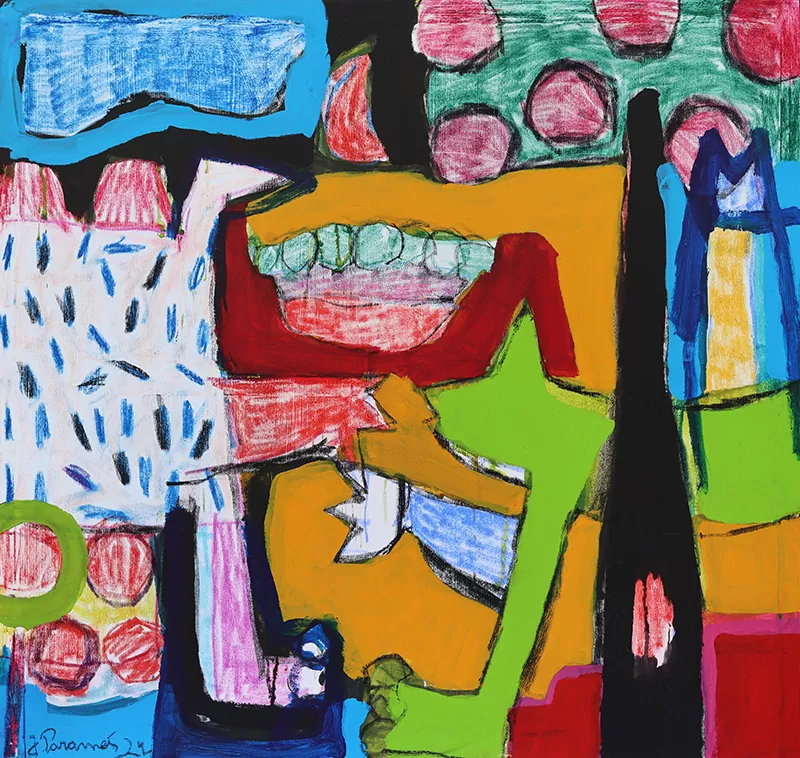 João Paramés-Um dia cheio de cor e alegria-técnica mista s tela