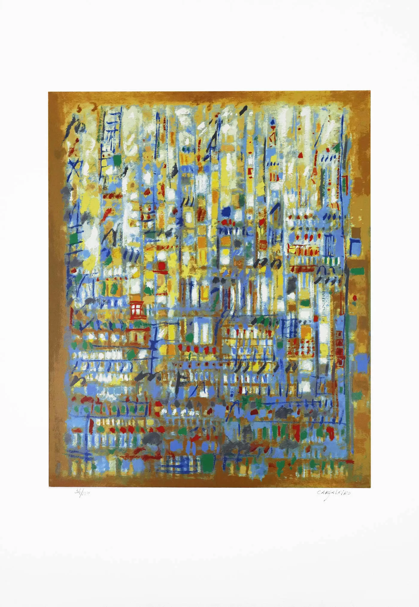 Manuel Cargaleiro-s título-serigrafia s papel nº 34-150-mancha 65x53 cm, total 100x70 cm