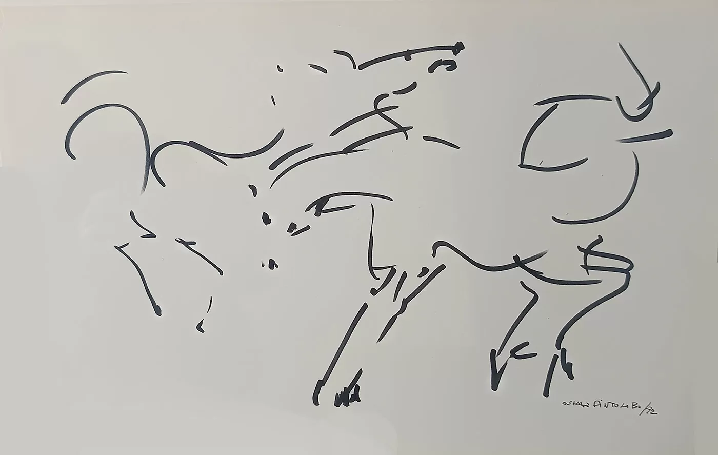 Oskar Pinto Lobo Sem título Técnica mista sobre papel Dimensão: 28 x 41 cm Emoldurado 1972