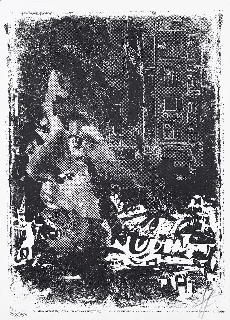 Vhils-s título-Risgrafia s papel nº119/350-dimensão: 42x30 cm-moldura: 80x67 cm