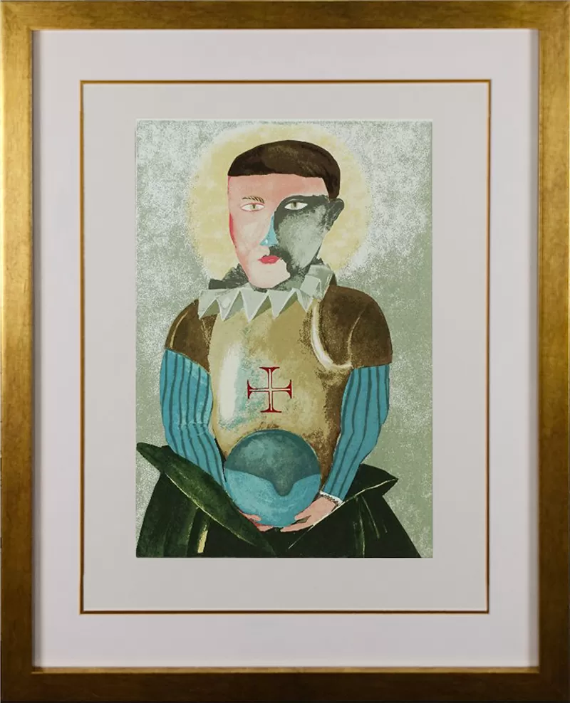 Mário Botas. D. Sebastião. Serigrafia sobre papel. Dimensão: 46 x 31 cm. Com moldura. Ano: 1984. Obra assinada pelo pai do artista.