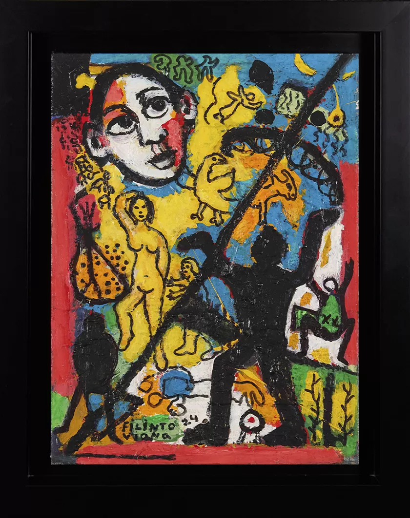 Filinto Viana. Sem título. Acrílico sobre tela. Dimensão: 40 x30 cm. Dimensão com moldura: 50 x 41 cm. Ano: 2024. Obra assinada pelo artista.