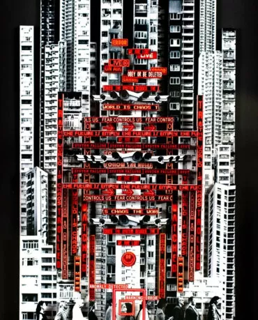 João Fortuna. Tracked. Colagem tridimensional sobre madeira nº20/30. Dimensão da obra 37x55 cm. 2025