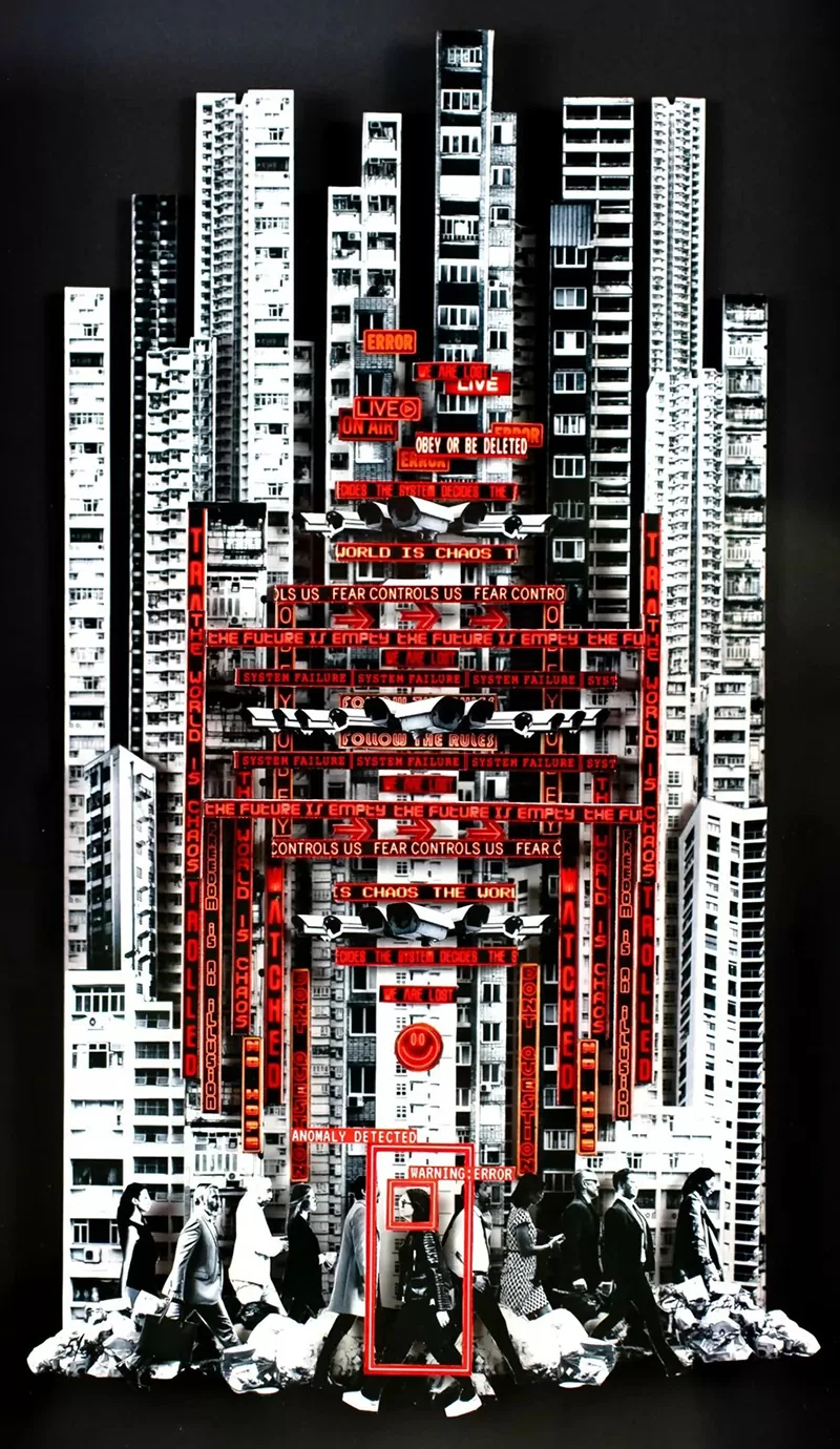 João Fortuna. Tracked. Colagem tridimensional sobre madeira nº20/30. Dimensão da obra 37x55 cm. 2025