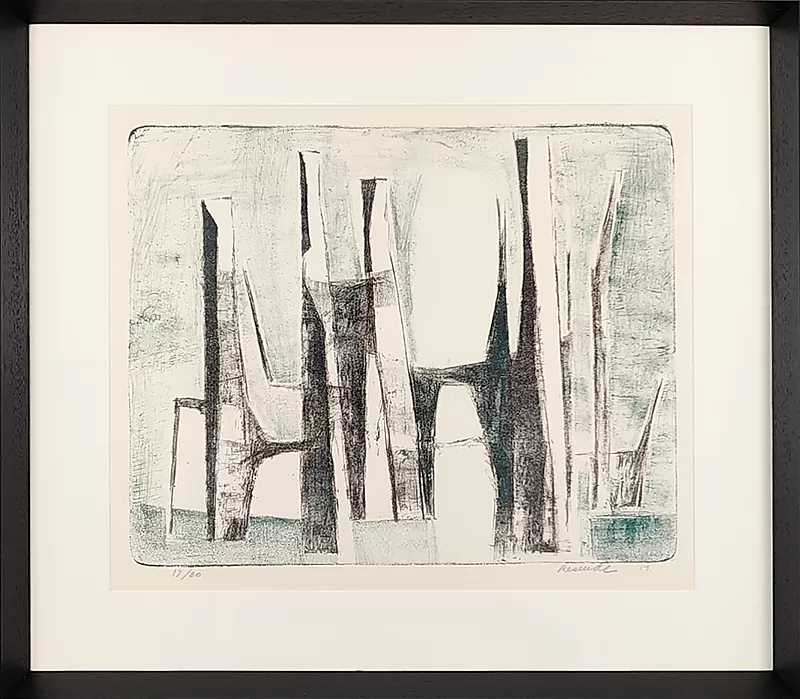 Júlio Resende. Sem Título. Litografia sobre papel nº 17/30. Dimensão com moldura: 68 x 77 cm. Ano: 1957