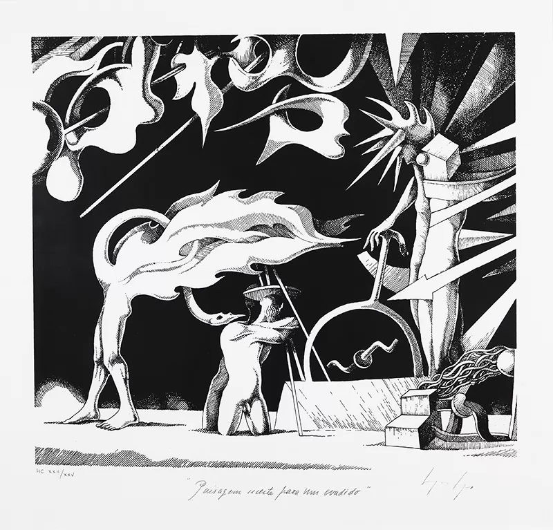 Cruzeiro Seixas - Paisagem incerta para um evadido -serigrafia sobre papel H.C. 22/25 - Dimensão: 50 x 50 cm