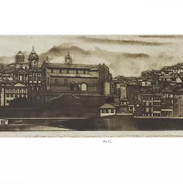José Faria. Porto. Gravura sobre Matriz de Cobre. Técnica Água-forte e Ponta seca.