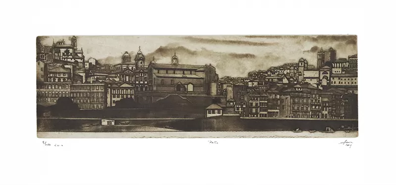José Faria. Porto. Gravura sobre Matriz de Cobre. Técnica Água-forte e Ponta seca.