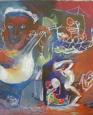 Júlio Pomar-Ulisses e as sereias com guitarra portuguesa-Litografia s papel E.A. 24-30-64x92 cm-Paulo Parreira