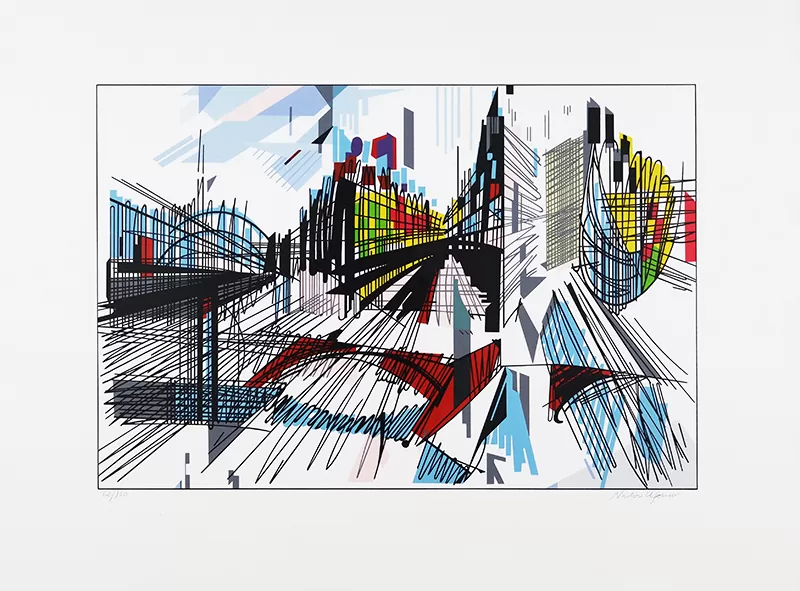 Nadir Afonso-Gare D'Austerlitz-serigrafia s papel