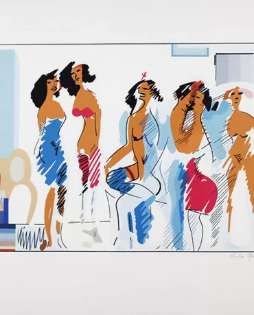 Nadir Afonso - Les femmes et le chien - serigrafia s papel