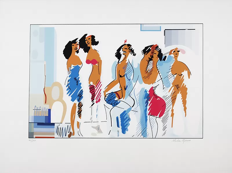 Nadir Afonso - Les femmes et le chien - serigrafia s papel