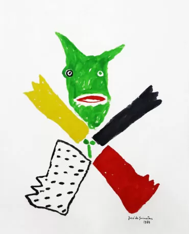 José de Guimarães - Dançarino vermelho e amarelo - Acrílico sobre papel