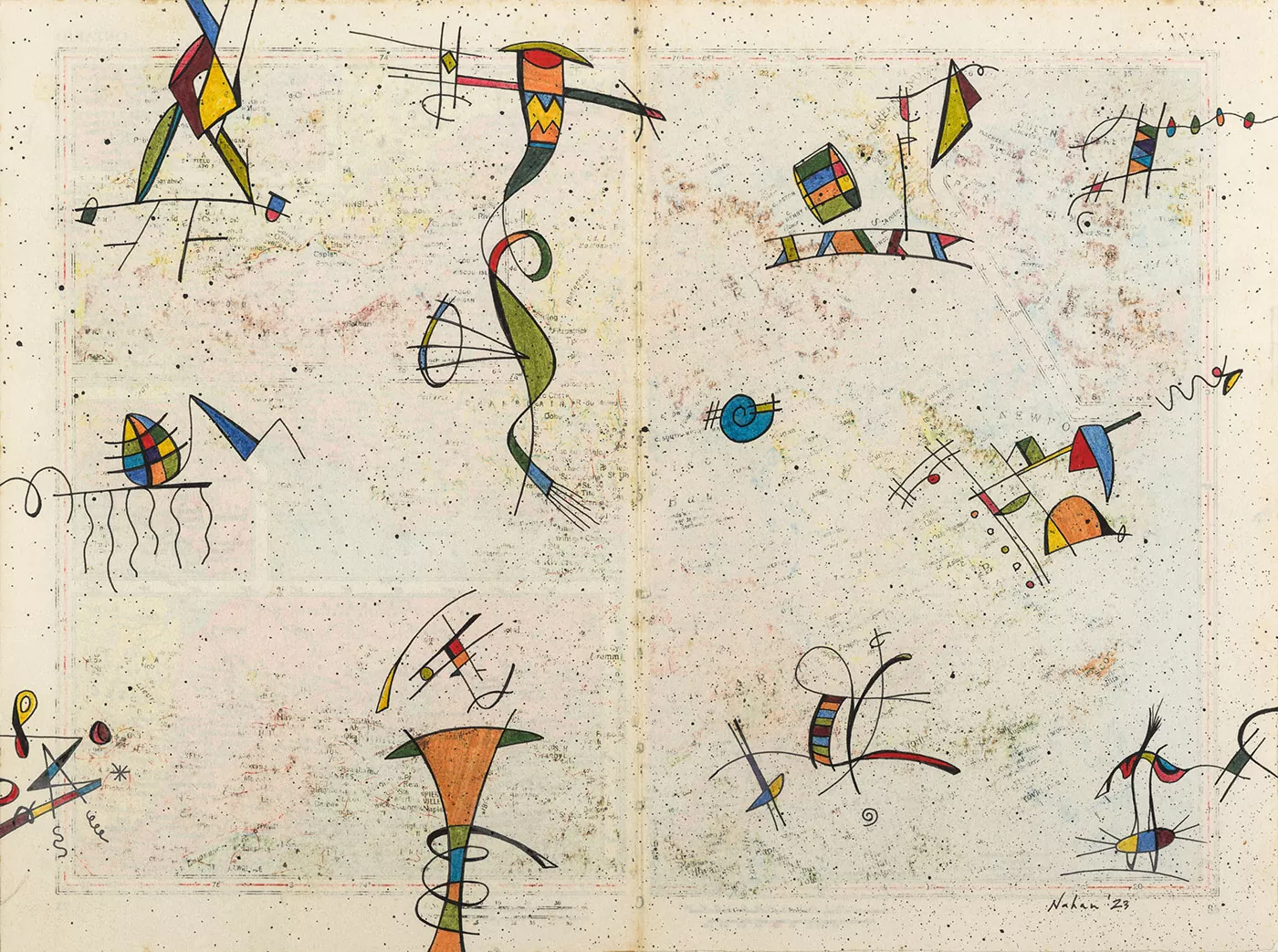 Ken Nahan - O cosmos infinito nº3 Tinta sobre páginas de atlas lixadas e montadas em cartão
