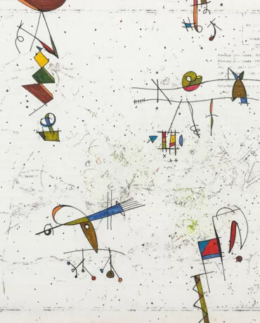 Ken Nahan - O - cosmos infinito nº-5 - Ink on sanded book page mounted on board