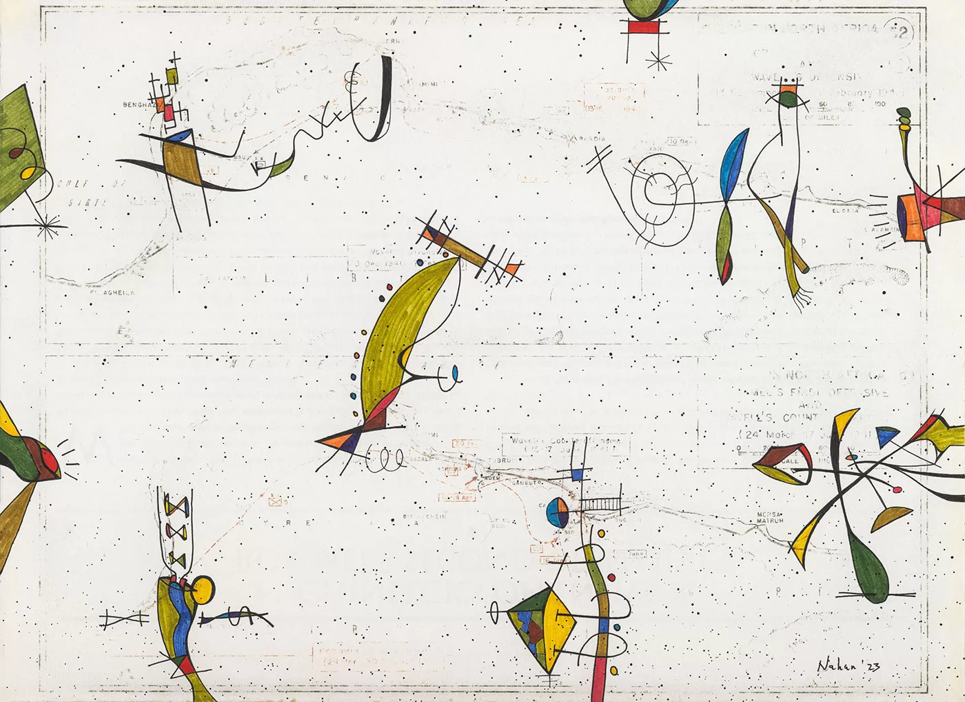 Ken Nahan - O-cosmos-infinito nº6-9.75-x-13.375-Ink on sanded book page mounted on board