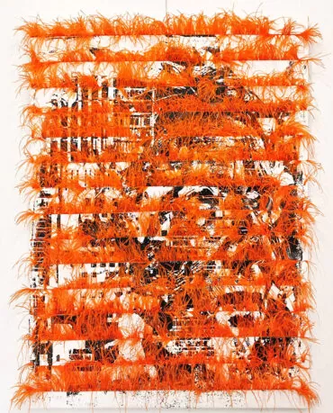 Vhils e Joana Vasconcelos-Herança-Serigrafia s lona, plumas- 140 x 100 cm-2025-