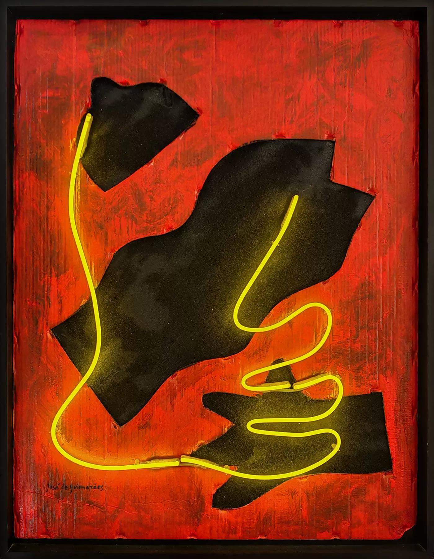 José-de-Guimarães---Mystères-des-Formes,-Técnica-mista,-neon,-cartão-preparado.