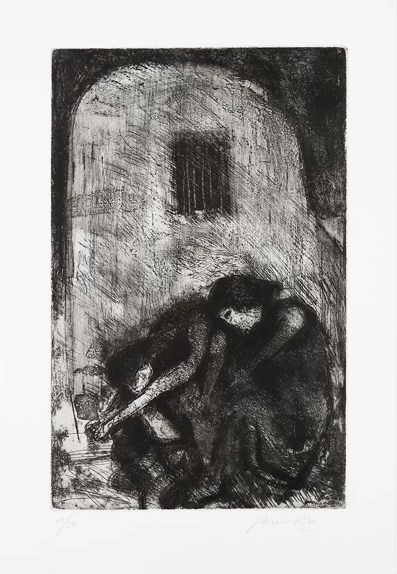 Júlio Resende-Ribeira Negra-Gravura s papel