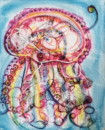 Rik Lina - medusa-eye, acrílico s-tela