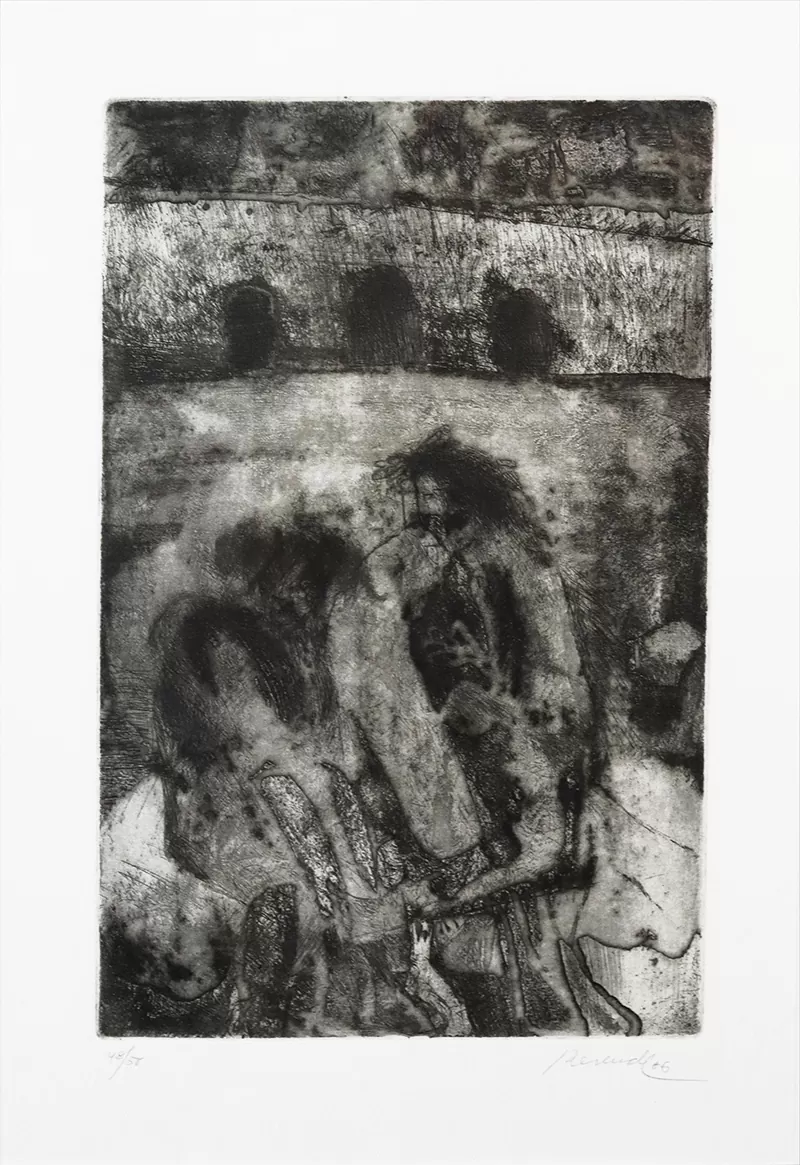 Júlio Resende - Ribeira Negra - Gravura s papel